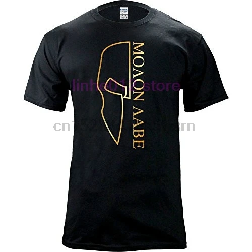 

2019 Tee Shirts Men O-neck Tees Mans Unique Cotton Short Sleeves O-neck T Shirt Modern Molon Labe Outlined Helmet T-shirt