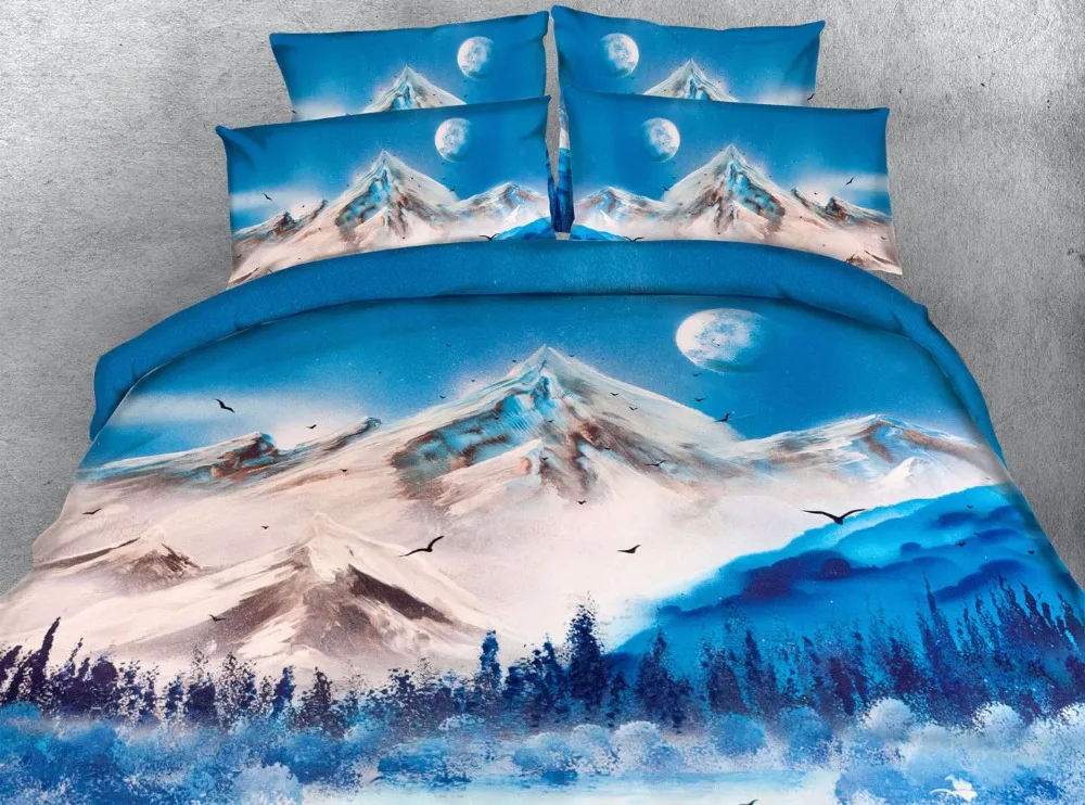 snow mountain pattern comforter bedding set 3s lake printed duvet cover