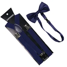 Высокое качество 2,5 см шириной темно-синие женские подтяжки галстук бабочка набор Твердые Эластичные подтяжки и бабочка рубашка подтяжки