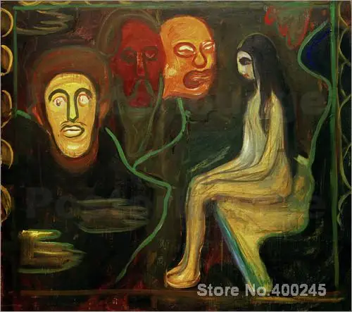 

Painting for sale Girl and Three Male Heads by Edvard Munch Canvas High quality Hand painted