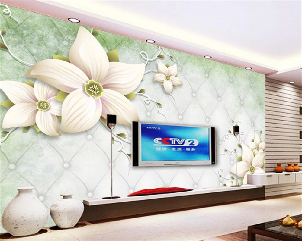 Beibehang Photo Wallpaper Handmade Flower 3D Stereo Soft Case TV Wall wallpaper for walls 3 d papel de parede para quarto