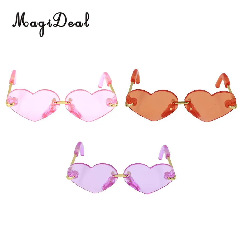 Handcrafted Lens Glasses Eyewear Heart-shaped Sunglasses For Blythe for Pullip Dolls Dress Up