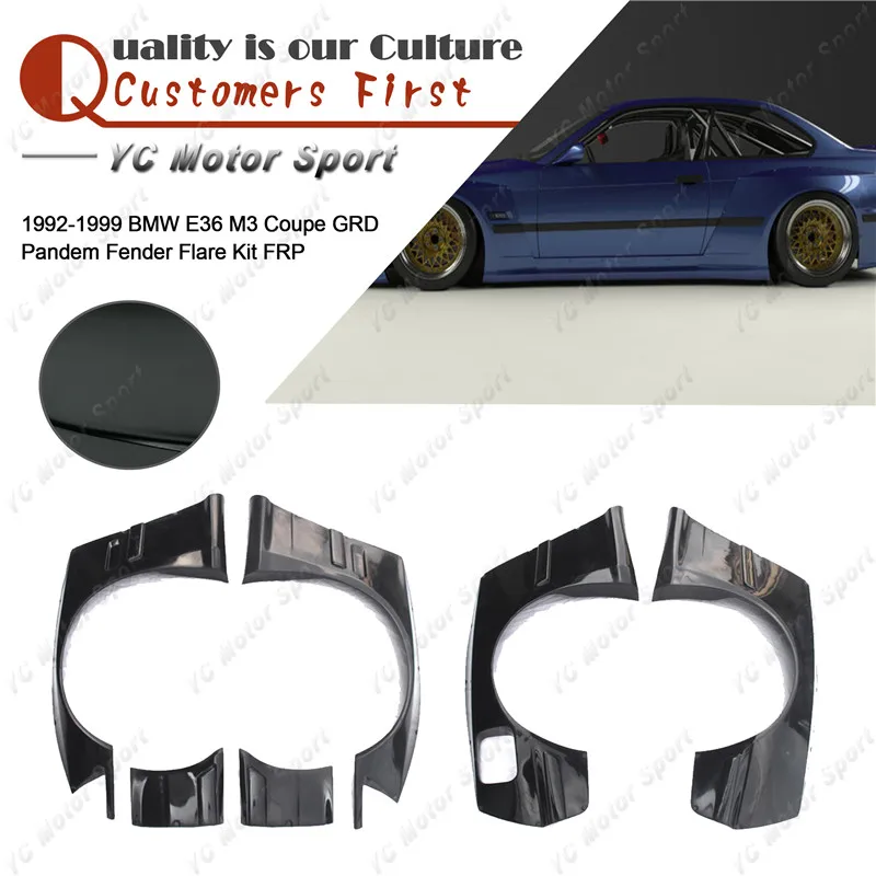 

FRP Fiber Glass Over Fender Flares Kit 6pcs Fit For 1992-1999 E36 M3 Coupe GRD PD Style Front & Rear Fender Flare Cover