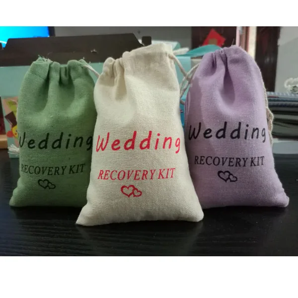 

Hangover Kit Wedding Drawstring Pouch 10x15cm(4x6inch) pack of 50 Recovery Party Candy Bag