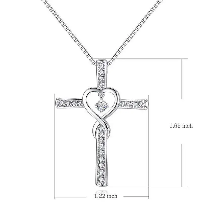 Top Quality Silve 925 Lady Pendant Necklace Jewelry Female Fashion Crystal Cross Necklace For Women Clavicle Accessories Male - Image 2