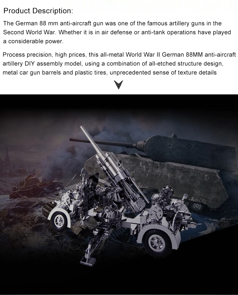 Presentes de Natal Metal Jigsaw Puzzles Modelo Alemanha 88 Air Defense Anti Artilharia Tanque Adulto Crianças Brinquedos Educativos Coleção 3d 3 Cheap Quebra-cab.