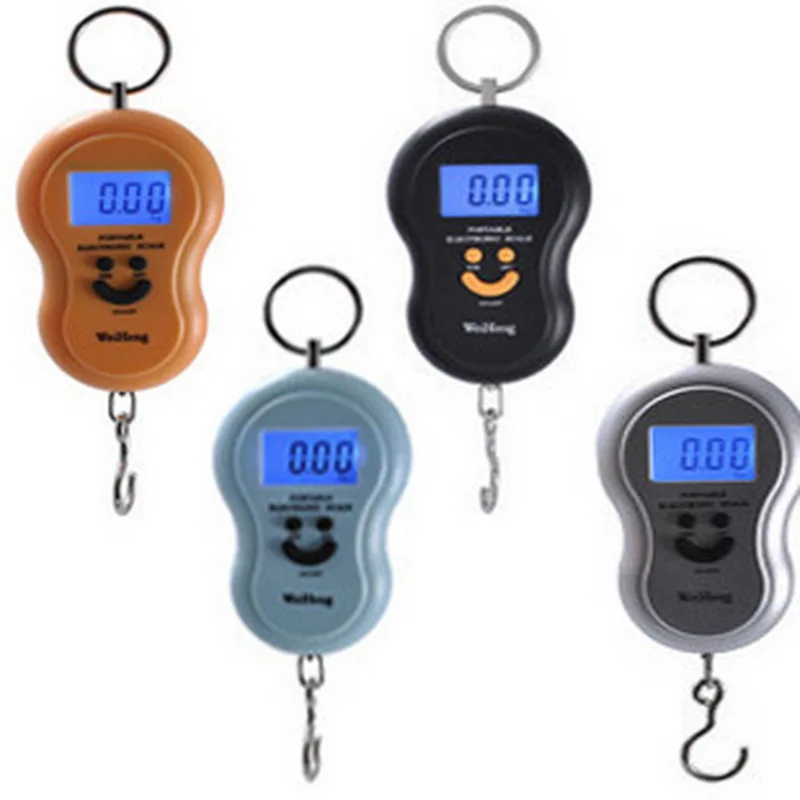 

DHL 200pcs 50kg/10g good quality 4 colors plastic portable digital hanging luggage weighing scale