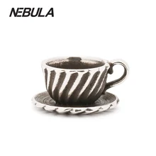 Auténtica Plata de Ley 925 taza de Té Taza de Granos Del Encanto Europeo Apto 3mm Pulsera Joyería Pequeño Agujero