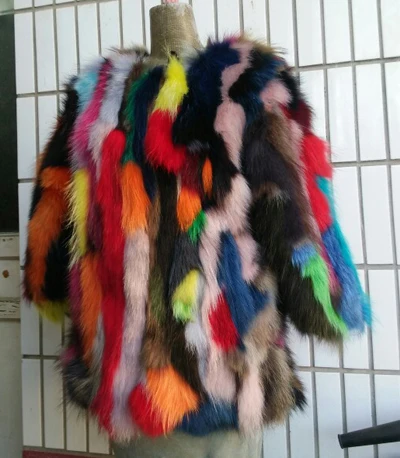 Новая натуральная Шуба из меха енота Женская длинная красочная Меховая куртка из меха енота на заказ большой размер F872 - Цвет: Многоцветный