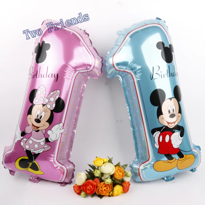 Воздушные шары из фольги с изображением Микки и Минни для вечеринки в честь первого дня рождения, вечерние шары с изображением Минни Маус, гелиевые милые игрушки
