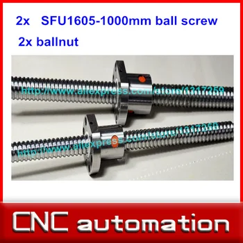 

RM1605 Ball Screw 2pcs SFU1605 L= 1000mm Rolled 1605 Ballscrew rail with 2pcs single Ballnut for CNC parts