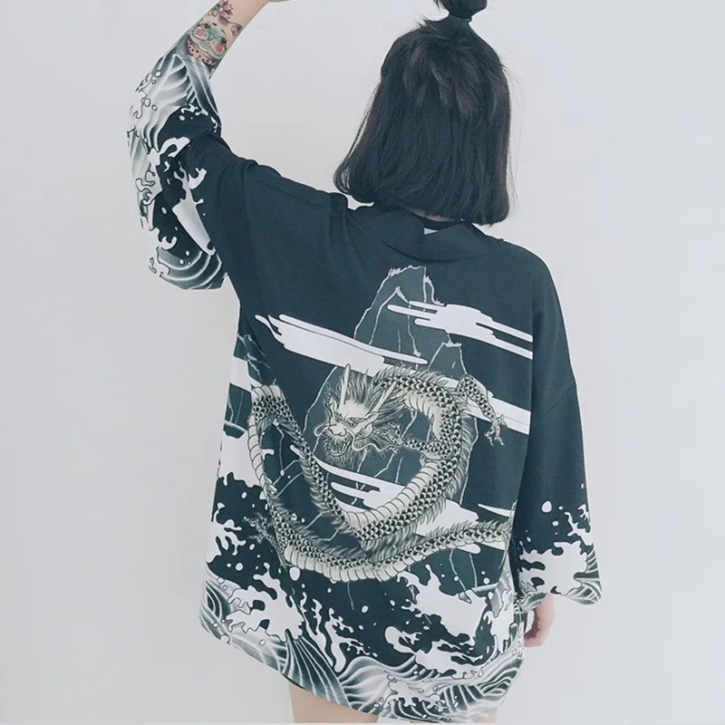Кимоно Bella Philosophy кимоно в японском стиле с рукавами летучая мышь винтажная блузка