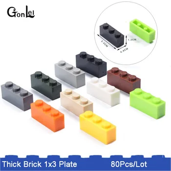 

80Pcs/ MOC Thick Brick 1X3 Plate Building Blocks Technic Part accessories diy kit toys children Designer compatible with 3622