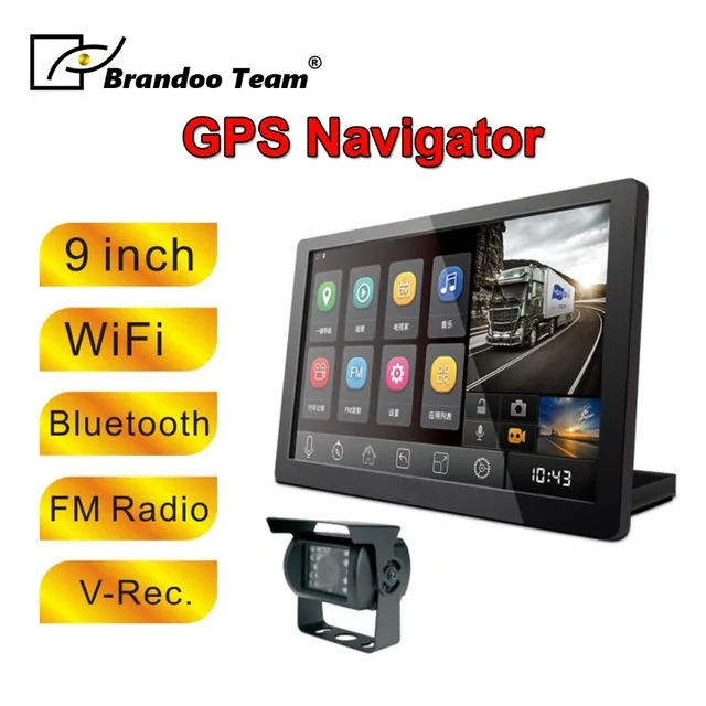 

9inch WIFI bluetooth GPS bus lorry Car GPS truck Navigation with dual camera recorder,Car GPS navigation Android ,free shipping