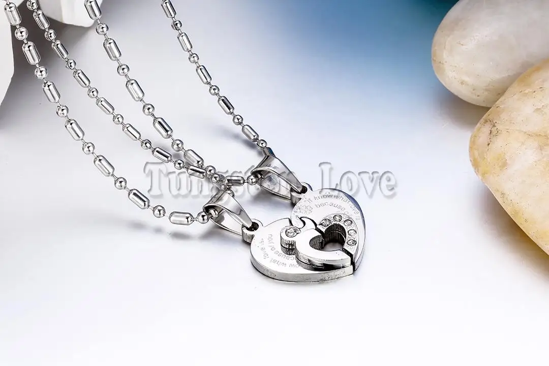 2 шт. подвеска в виде сердца из нержавеющей стали|love necklace|necklace for loversstainless steel pendant |