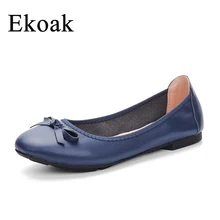 Ekoak/Новинка; обувь из натуральной кожи; модная женская повседневная обувь с бантом-бабочкой; сезон весна; очень мягкая женская обувь на плоской подошве