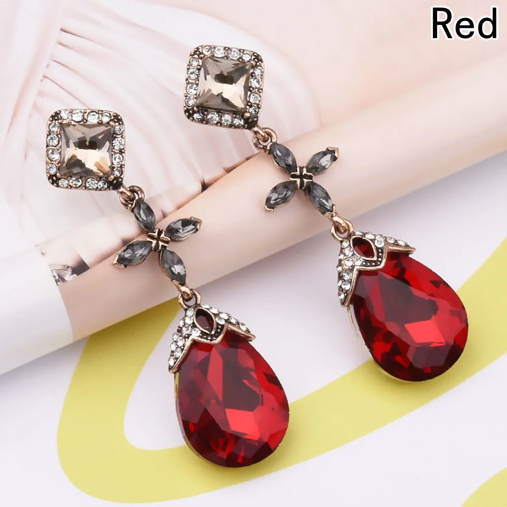New Style Elegant Charming Nice Red Gems Stud Earrings Rhodium Plated ...
