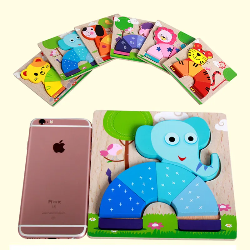 Candywood New 3D Wooden Puzzle Jigsaw High quality Beech Wood toys for Children Cartoon Animal Puzzle for baby boy and girls