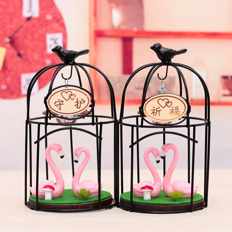 Koop Moderne Flamingo Beeldjes Ornament Prachtige Hars Birdcage Figures Ambachten Woondecoratie Lamp Dier Flamingo Manualidades