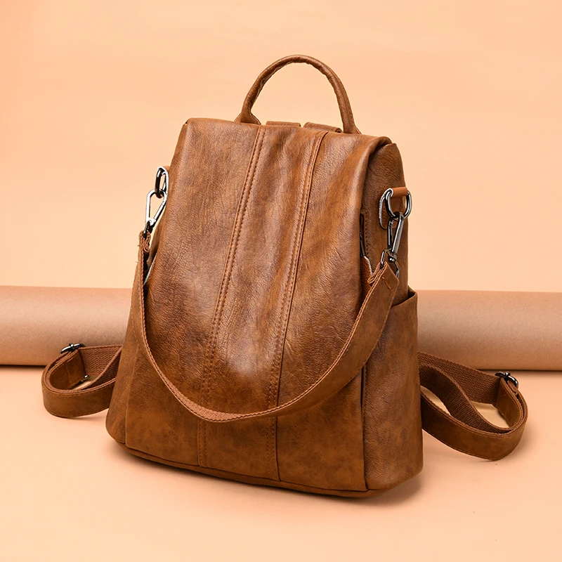 

anti theft backpack women soft leather travel backpack school teenager bag pack fashion sac a main hot shoulder bag