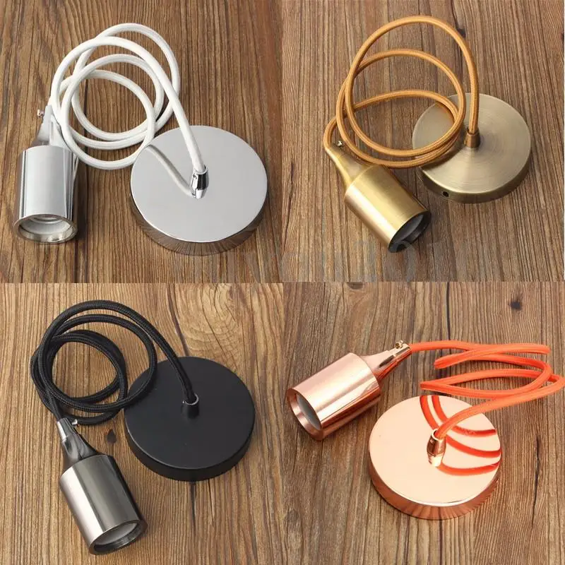 

Best price Smuxi E27/E26 Ceiling Rose Braided Fabric Pendant Lamp Copper Holder Light Hanging Socket Fitting 110V-220V Lamp Base