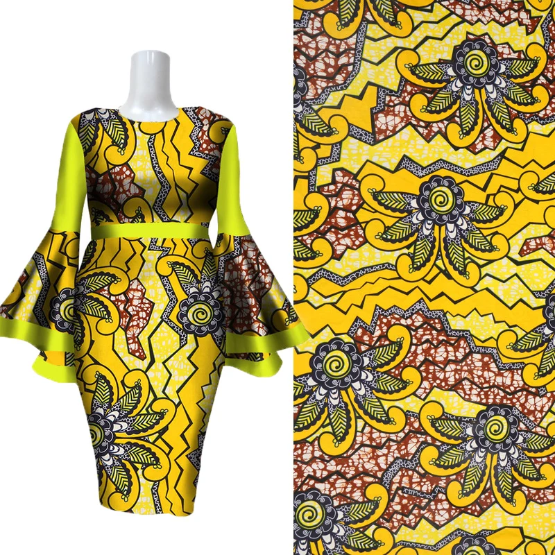 

2019 New Africa Printing Wax Fabric Real Dutch Supper Hollandais Wax 100% Cotton High Quality for Woman Party Dress 6yards lot