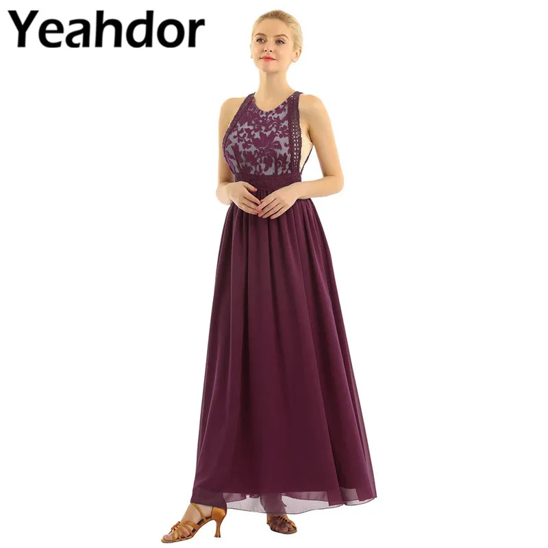 

Women Ladies Sleeveless Floral Lace Chiffon Elegant Bridesmaid Dresses for Wedding Birthday Party Prom Gown Pageant Vestidos