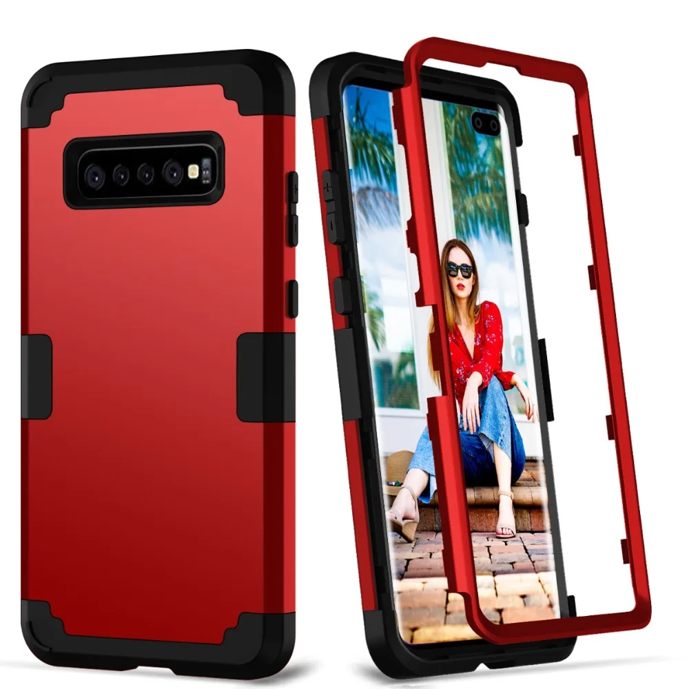 

For Samsung Galaxy S10 Plus Case 3in1 Hybird Impact PC+Silicone Armor Shockproof Carcasa Funda Cover Case for Samsung S10 S9 S8