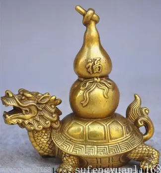 

Crafts statue fengshui brass wealth Gourd Longevity dragon turtle Tortoise lucky statue