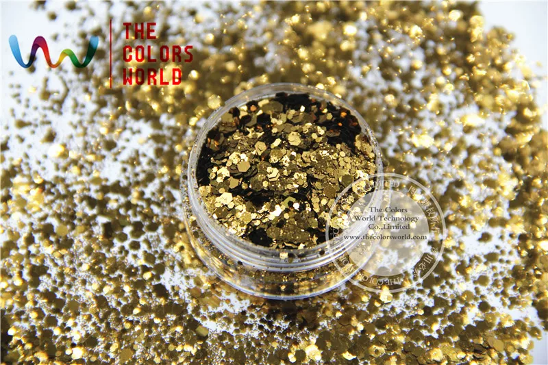 

HM2104-233 Coffee gold Color metallic luster Hexagon Shape Glitter Sequins for nail art DIY decoration Halloween's decorations