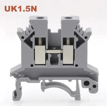 

20/50pcs Din Rail Terminal Blocks UK-1.5N Screw Type Wire Electric Terminals Block Connector Brass UK1.5N Morsettiera 690V 17.5A