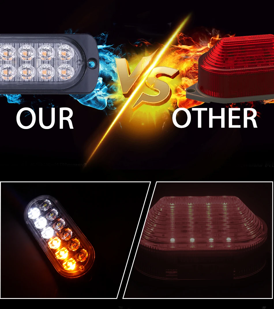 Flash Deal 4pcs Car Styling 12 LED Car Truck Flash Emergency Led strobe light Yellow Amber White Flasher Police warning light Day Running 5