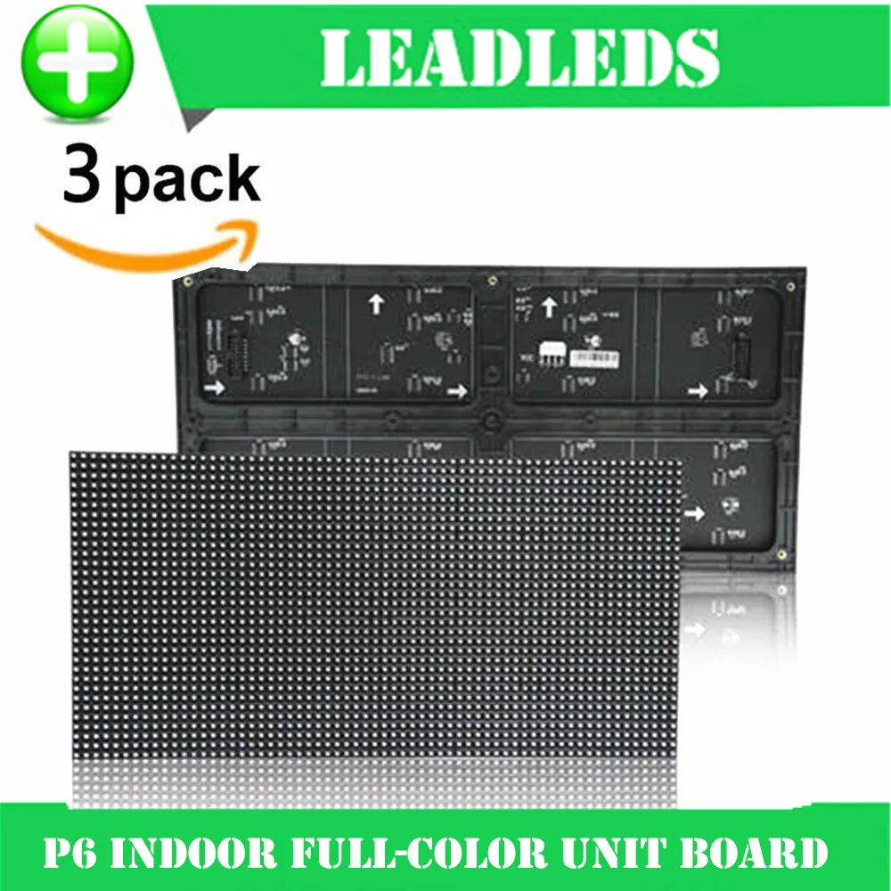 

(3 pieces/lot) P6 indoor RGB Full Color LED Display Module With 1R1G1B 384*192mm 32*64 pixels for High Clear Big Screen