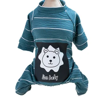 

Cartoon Stripe Dog Clothes Outfit Four Leg Jumpsuit Coat Cotton Dog Clothes Sun Print Short Sleeve Spring Summer