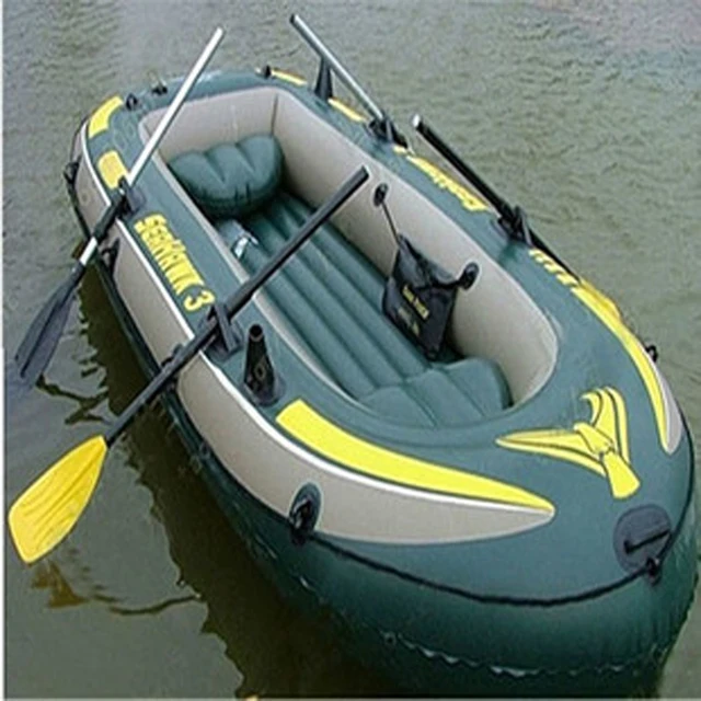 Cheap Intex seahawk 3 person inflatable boat 295*137*43cm fishing boat 68349 131cm Aluminium paddles,hand pump, color box, green color