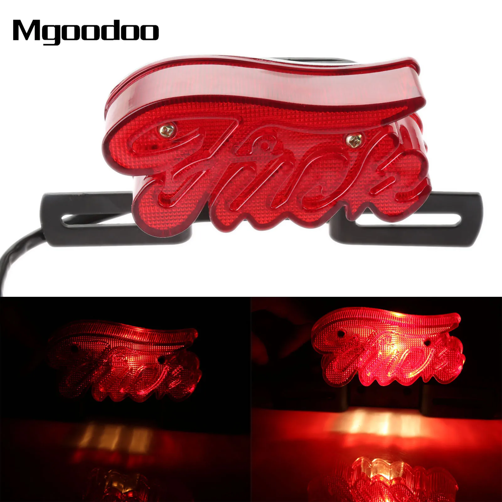 

Mgoodoo Universal Motorcycle Rear Light Motorbike Tail Brake Lights Lamp Bracket License Plate For Harley Bobber Chopper Customs