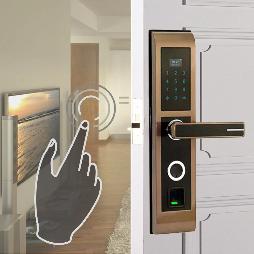 Smart Door Lock Luxury Key Fingerprint USB Charge Digital Electronic