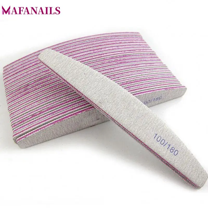 

10Pcs Professional Nail File 100/180 Grit Buffer Block Grey Crescent Moon For UV Gel Varnish File Sandpaper Tool Nail File TCF13