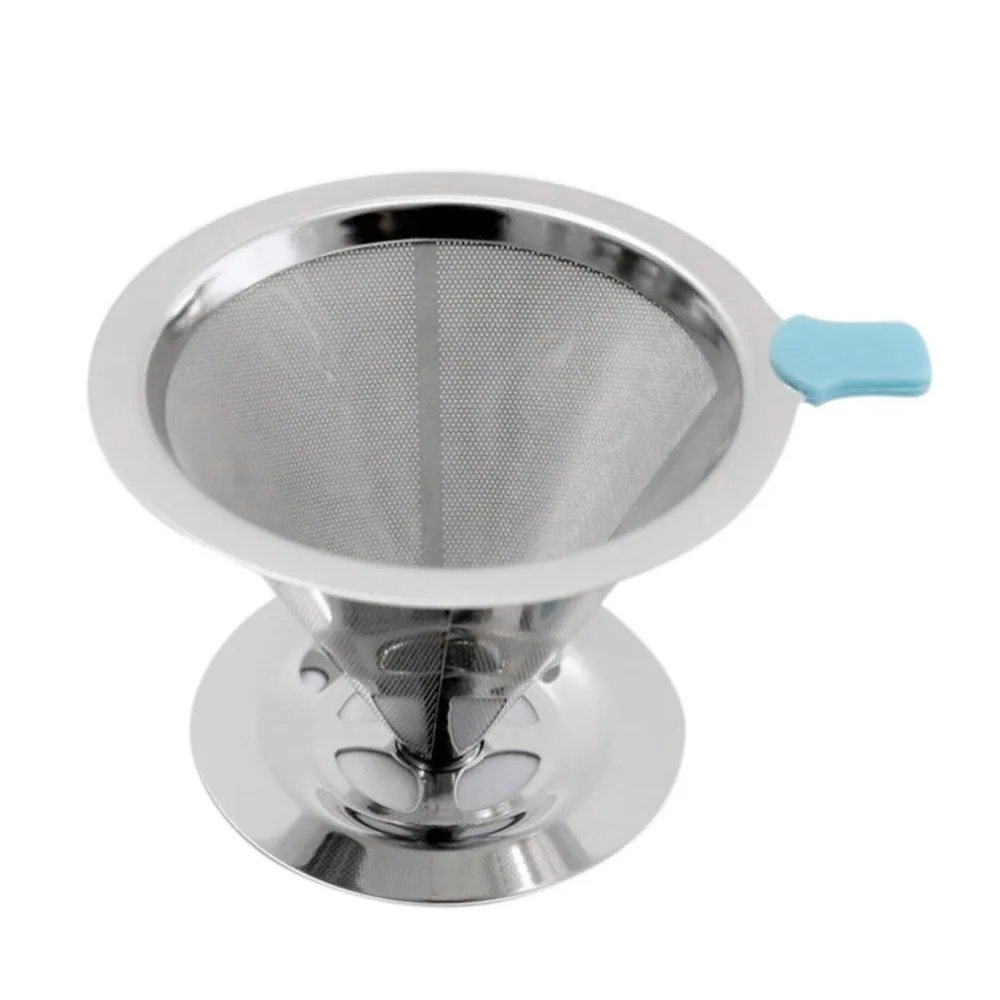 Stainless Steel Reusable Coffee Filter Holder Sets Brew Drip Cone Coffee Strainer Funnel Metal