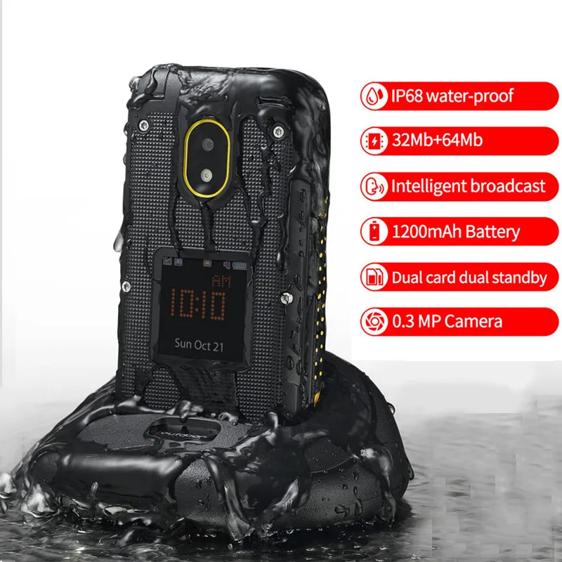 Ioutdoor F2 прочный Флип Мобильный Телефон IP68 водонепроницаемый сотовый телефон 2 4
