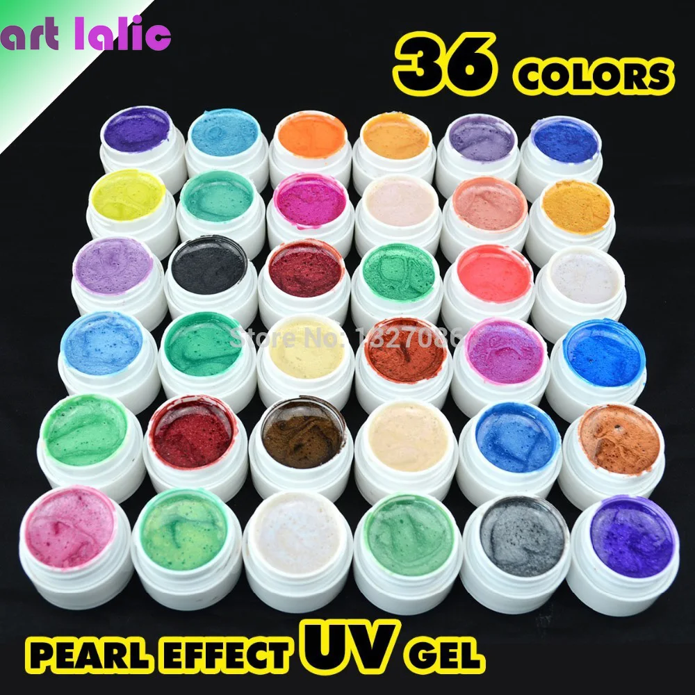 

Brand GDCOCO free shipping 36 Pearl Colors UV Gel Nail Tips Pure Fine Shiny Cover French Manicure Set