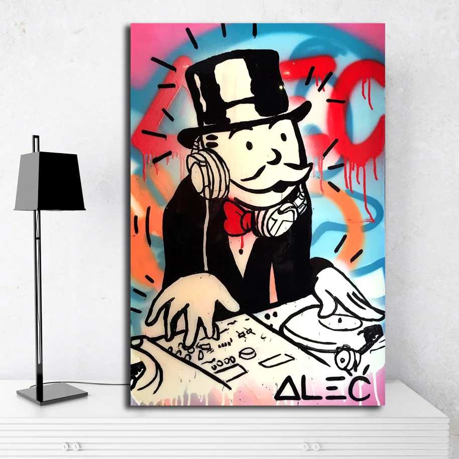 Алек Monopolyingly Wall Art Холст Картина уличный художник Скрудж макдак знак доллара статуя изображение для Гостиная Home Decor