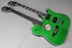 Поступление Новый Правша двойной Средства ухода за кожей Шеи Гитары 6 Строка гитары + 6 строка акустической гитары в зеленый взрыв 120528