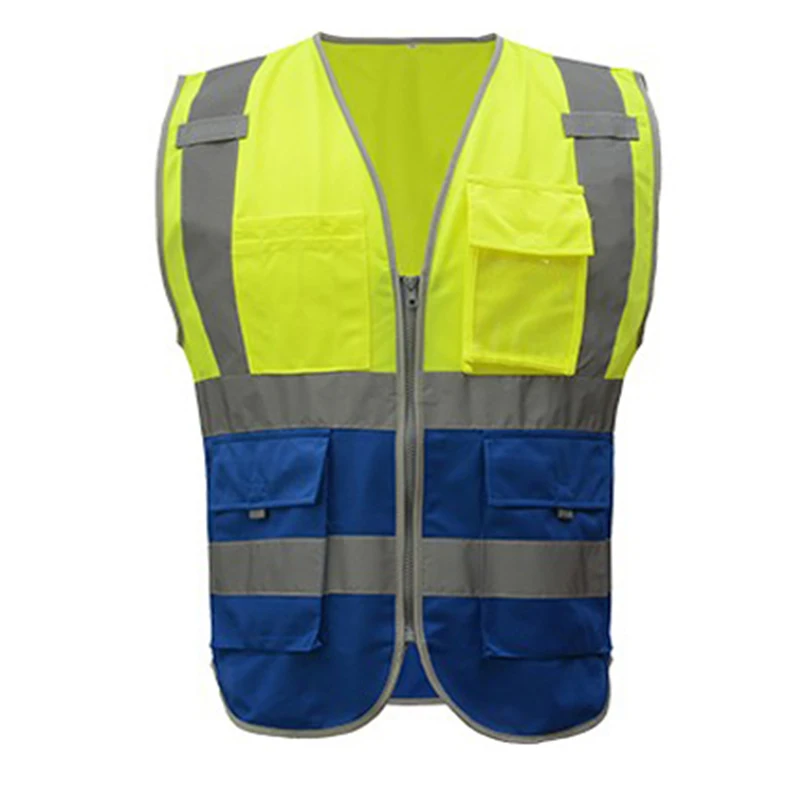 SFvest hi vis жилет защитные жилеты Мульти Карманы флуоресцентный желтый оранжевый варианты нескольких цветов шелкография логотип печать