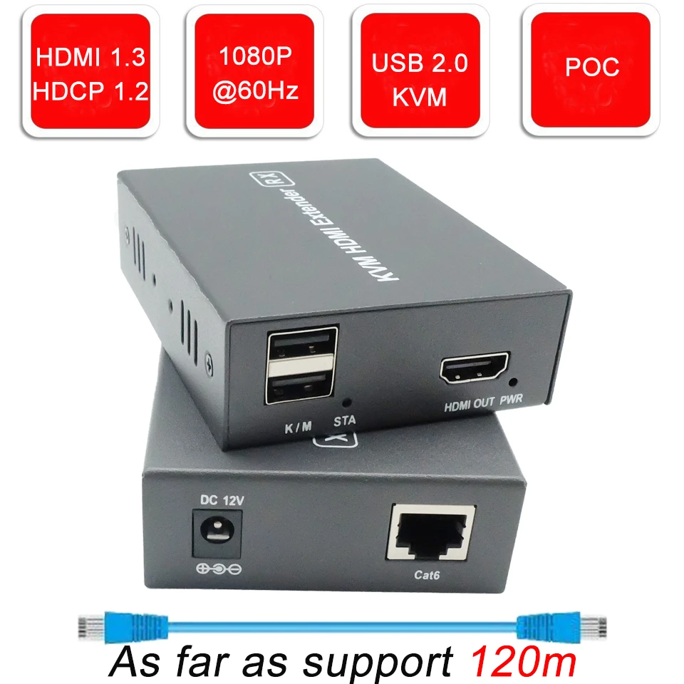 2020 400ft USB HDMI KVM удлинитель POC без потери задержки 2 0 RJ45 порт по Cat5e Cat6|cable hd|hdmi extenderhdmi