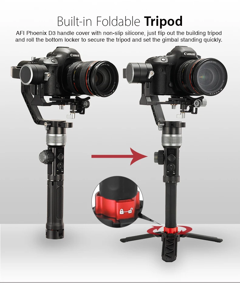 Build in foldable tripod