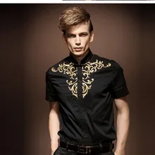 Новая повседневная мужская мужской с короткими рукавами летний ветер воротник рубашки шить суд ветер 13260 распродажа