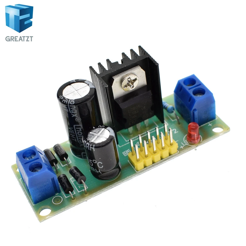 

GREATZT L7805 LM7805 Step Down Converter Board 7.5V-20V To 5V Regulator Buck Power Supply Module For Arduino