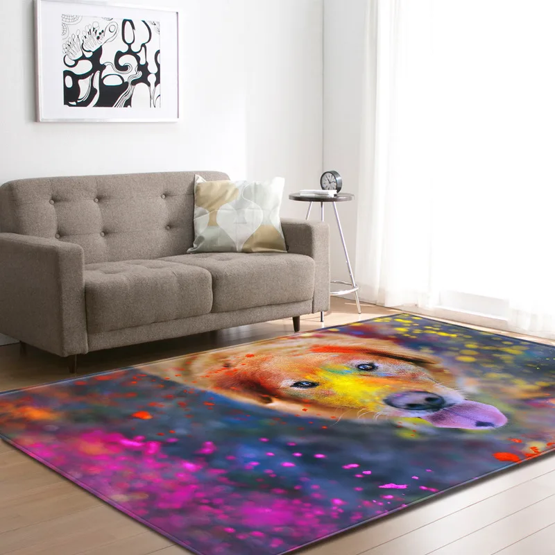 

Dog Printed Large Flannel Velvet Carpets for Living Room Large Area Mats Modern Outdoor Floor Rugs Home Decor Play Crawling Mat