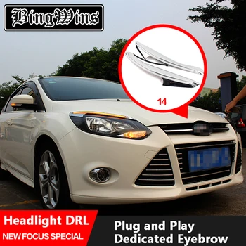 

BINGWINS Car Headlight LED Eyebrow Daytime Running Light DRL With Yellow Turn Signal Light For Ford Focus 2012-2014 9600Lm